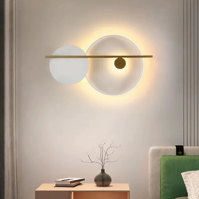 Living Room Wall Lamp Decoration Light Luxury Circular Sofa Background Atmosphere Lighting Simple Modern Nordic Bedroom Lamp