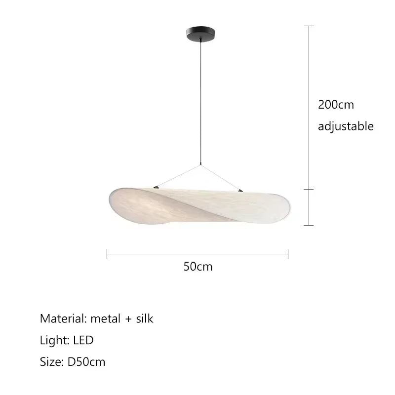Nordic Wabi Sabi Silk Pendant Lights for Living Room Dining Room Home Decoration Designer Pendant White LED Dimmable Chandelier