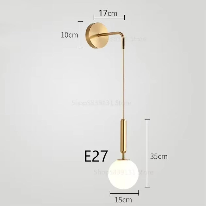 Modern Simple Glass Wall Lamp Nordic Creative LED Luxury Wall Lamps for Living Room Bedroom Bedside Wall Light Fixtures Lighting