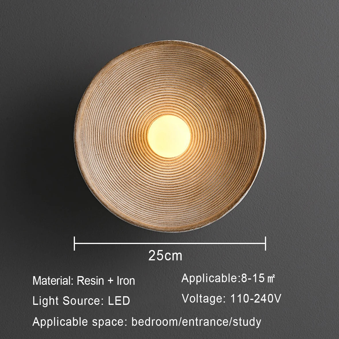 Nordic Creative Retro round Wall Lamp Wabi-Sabi Resin Sconces for Living Room Bedroom Bedside Hotel Corridor Decor Lightig