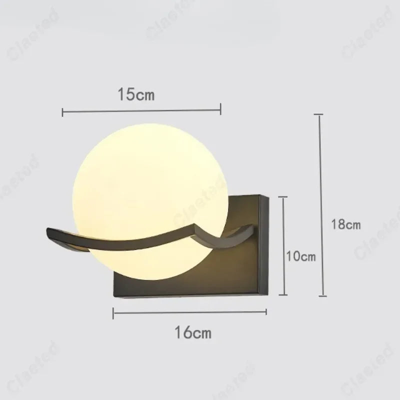 Simple LED Glass Material Spherical Wall Lamp E27 Bedroom Bedside Lamp Indoor Living Room Corridor Decorative Lighting Fixture