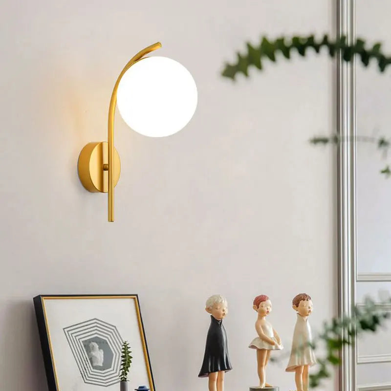 Frosted Glass Ball LED Wall Lamps for Bathroom Bedside Hardwire Wall Lights Wall Sconce Lighting Fixtures for Corridor Foyer