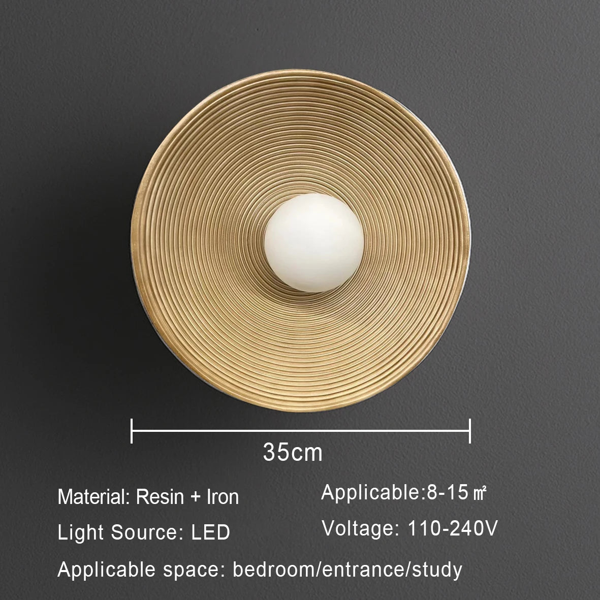 Nordic Creative Retro round Wall Lamp Wabi-Sabi Resin Sconces for Living Room Bedroom Bedside Hotel Corridor Decor Lightig