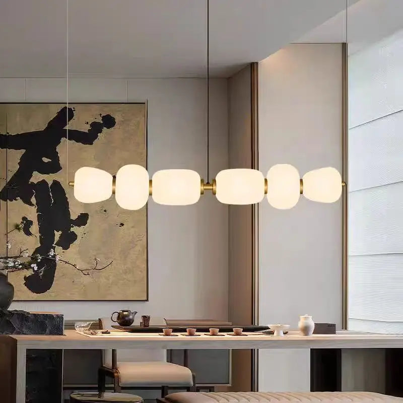 French Cream Style Restaurant Bar Pendant Light Simple Living Room Island Terrace Tea Room Designer Strip Glass Lamp