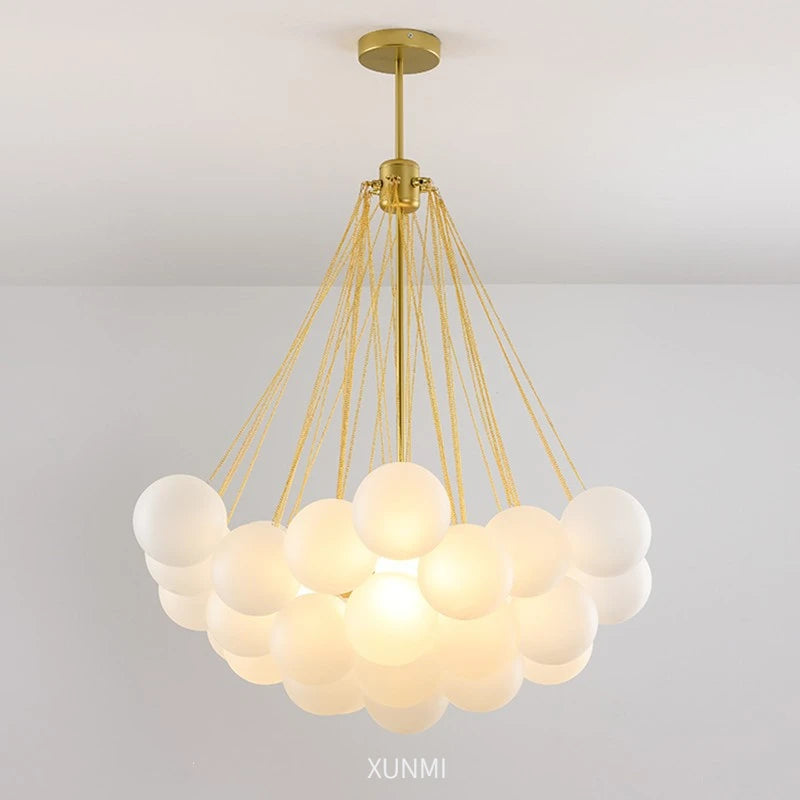 Nordic Simple Frosted Glass Bubble Ball Chandelier Bedroom Clothing Store Lamp Cloud Soft Look Children Room Pendant Lights LED
