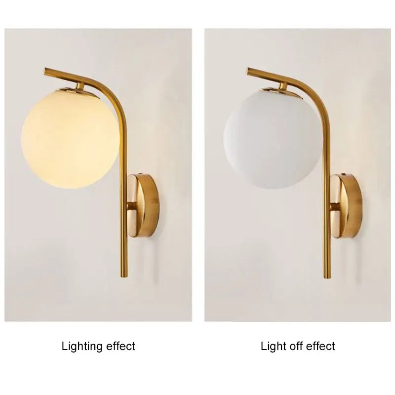 Frosted Glass Ball LED Wall Lamps for Bathroom Bedside Hardwire Wall Lights Wall Sconce Lighting Fixtures for Corridor Foyer
