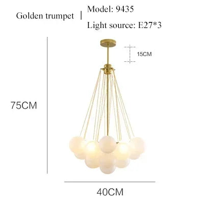 Nordic Simple Frosted Glass Bubble Ball Chandelier Bedroom Clothing Store Lamp Cloud Soft Look Children Room Pendant Lights LED