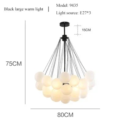 Nordic Simple Frosted Glass Bubble Ball Chandelier Bedroom Clothing Store Lamp Cloud Soft Look Children Room Pendant Lights LED