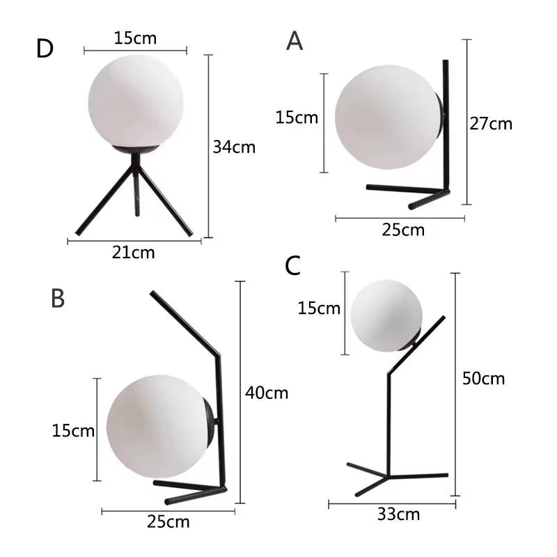 Glass Ball Table Lamp for Bedroom Living Room Bedside Lamps Nordic Study LED Desk Light Fixtures