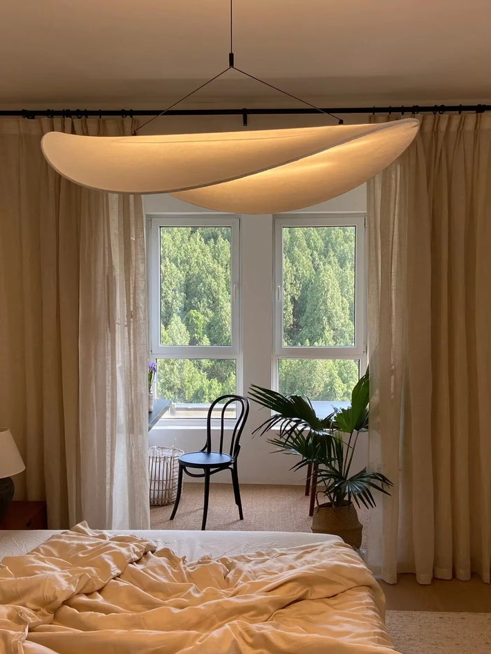 Nordic Wabi Sabi Silk Pendant Lights for Living Room Dining Room Home Decoration Designer Pendant White LED Dimmable Chandelier