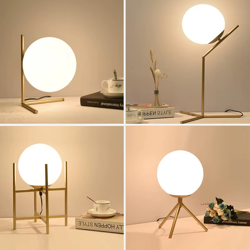 Glass Ball Table Lamp for Bedroom Living Room Bedside Lamps Nordic Study LED Desk Light Fixtures